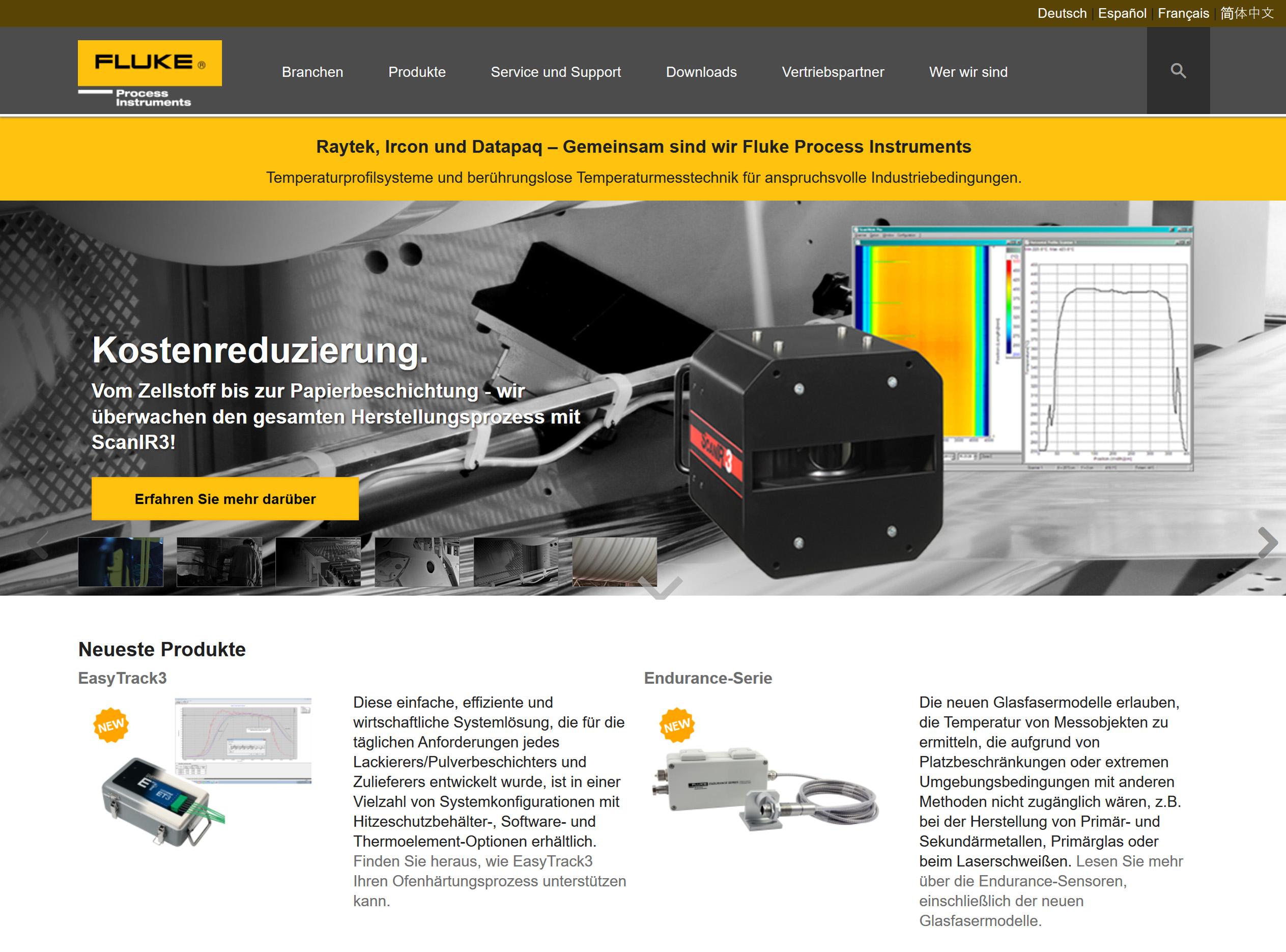 Neue Webseite für Fluke Process Instruments Neue Webseite für Fluke Process Instruments
