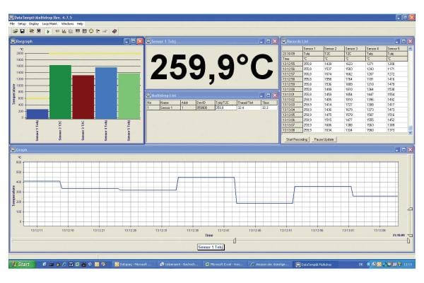 Screenshot von der DataTemp MultiDrop-Software Screenshot von der DataTemp MultiDrop-Software